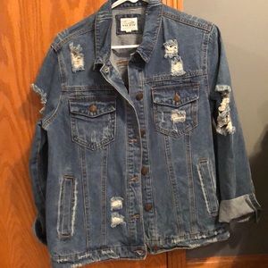 Distressed jean jacket
